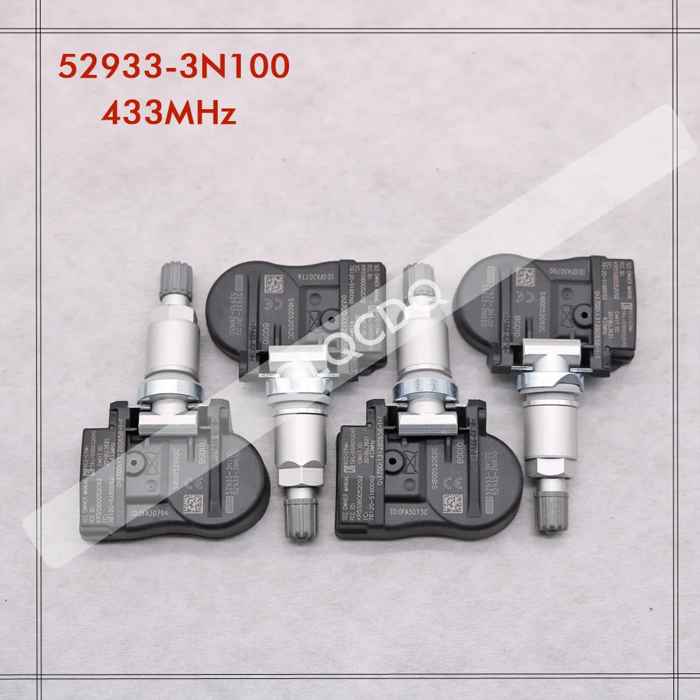 4PCS TPMS Tire Pressure Sensor 433 MHZ 52933-2J100 529332J100 52933-3N100 52933-2M650 52933-B1100 For Hyundai Verna Kia Ceed Sor