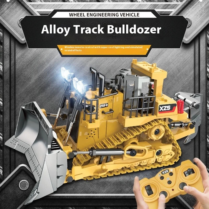 Liga de controle remoto engenharia veículo simulação escavadeira brinquedo bulldozer elétrico 2.4g menino modelo carro controle remoto presente