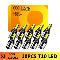 OXILAM 10Pcs Super Bright T10 LED Bulb 6000K 194 168 W5W Parking Position License Plate Light Replacement 2825 Car Interior Lamp