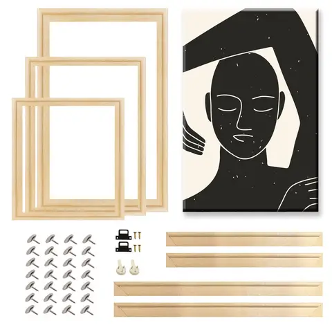 Dekorativa naturliga träramar, stor väggram i canvas, 50x70, 60x90, 70x100, ram för tavlor, posters, väggram 10 best sales 60x90 - №6