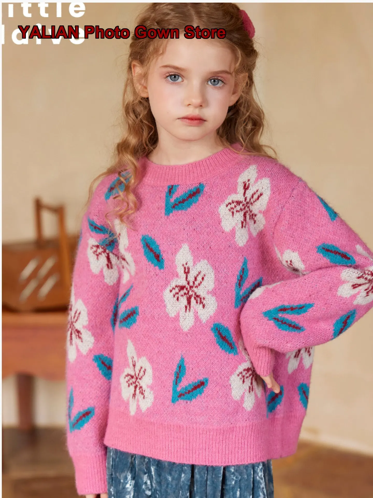 Girls Pullover Sweater Kids Autumn Winter Sweet Holiday Knit Top
