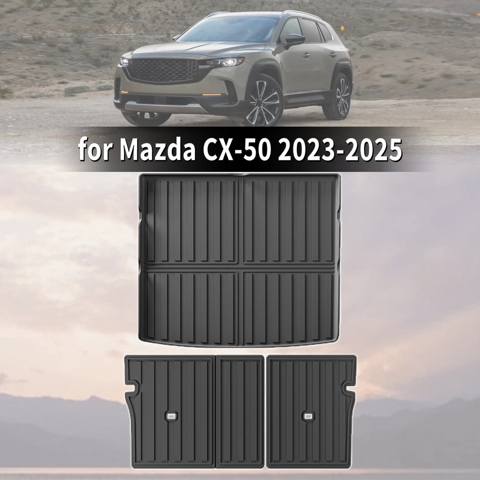 for Mazda CX-50 2023 2024 2025 LHD RHD TPE Car Trunk Mats & Seat Back Quick Clean Non-Slip Bottom All Season Use Accessories