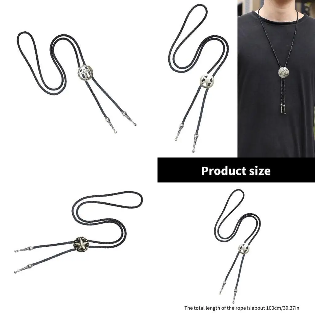 

652F Crossed Pendant Bolo Tie Rodeos Tie Neckwear Western Styles Rope Tie for Party