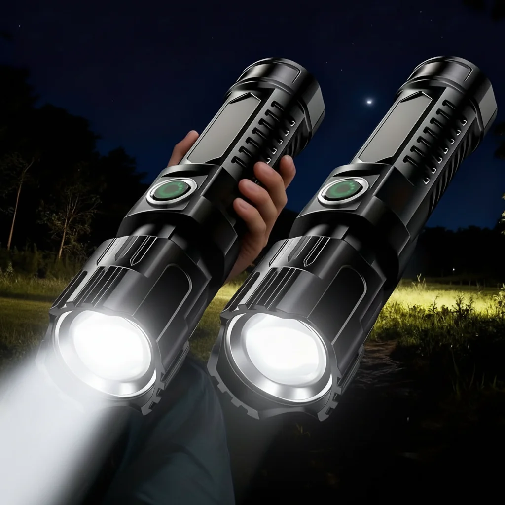 High Strong Power Led Flashlights 2000LM Tactical Torch with Display Light USB Charging Camping Fishing Emergency Zoom Lantern