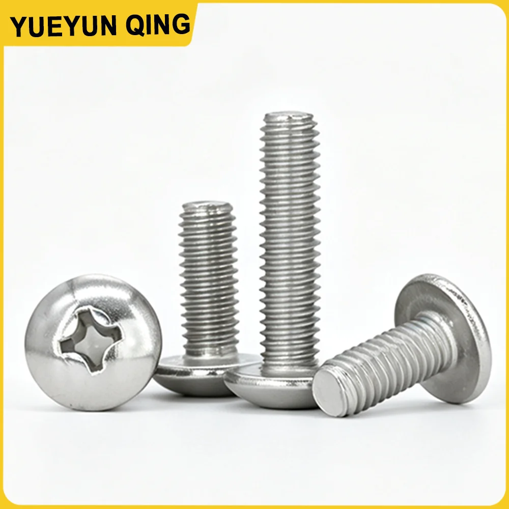 10/30/50/100pcs 304 Stainless Steel Cross Truss Head Phillips Machine Screw M2 M2.5 M3 M4 M5 M6 M8 Mushroom Big Flat Head Screws