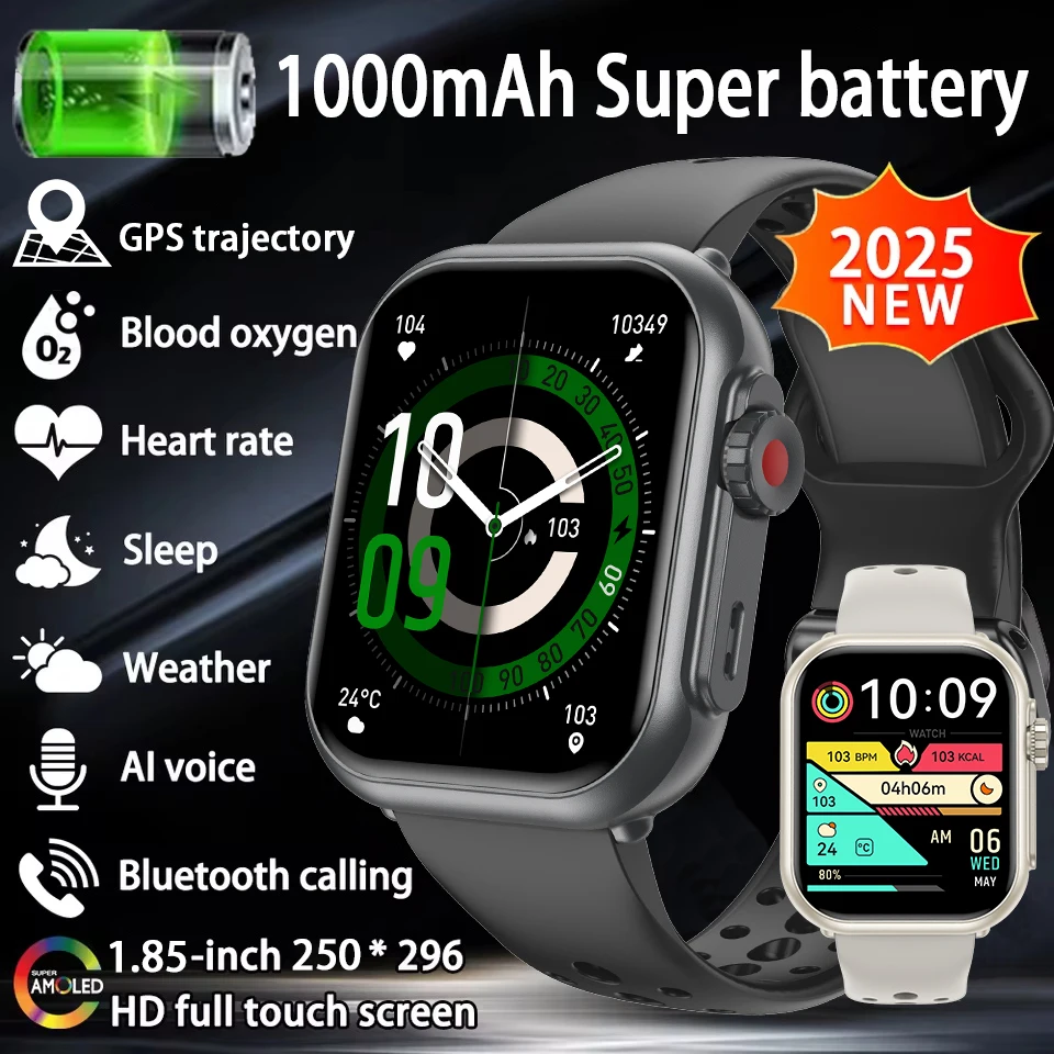 

LIGE Ultra K62A Smart Watch Men Women 1000mAh Long Battery Life Bluetooth Call GPS Track Waterproof 1.85‘’ Full Touch Smartwatch