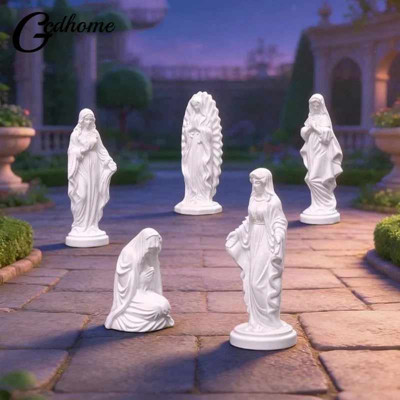 White Resin Mary Statue Classic Design Fine Carving Weather Resistant Decorative Piece for Garden Patio Yard