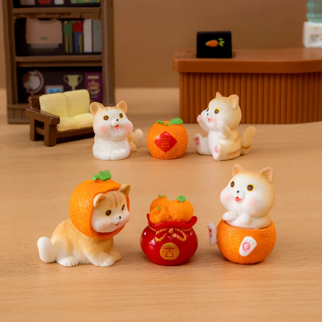 Figurines Miniatures Cartoon Cute Orange Cat Micro Landscape Ornaments For Home Decorations Room Decor DIY Desk Accessories