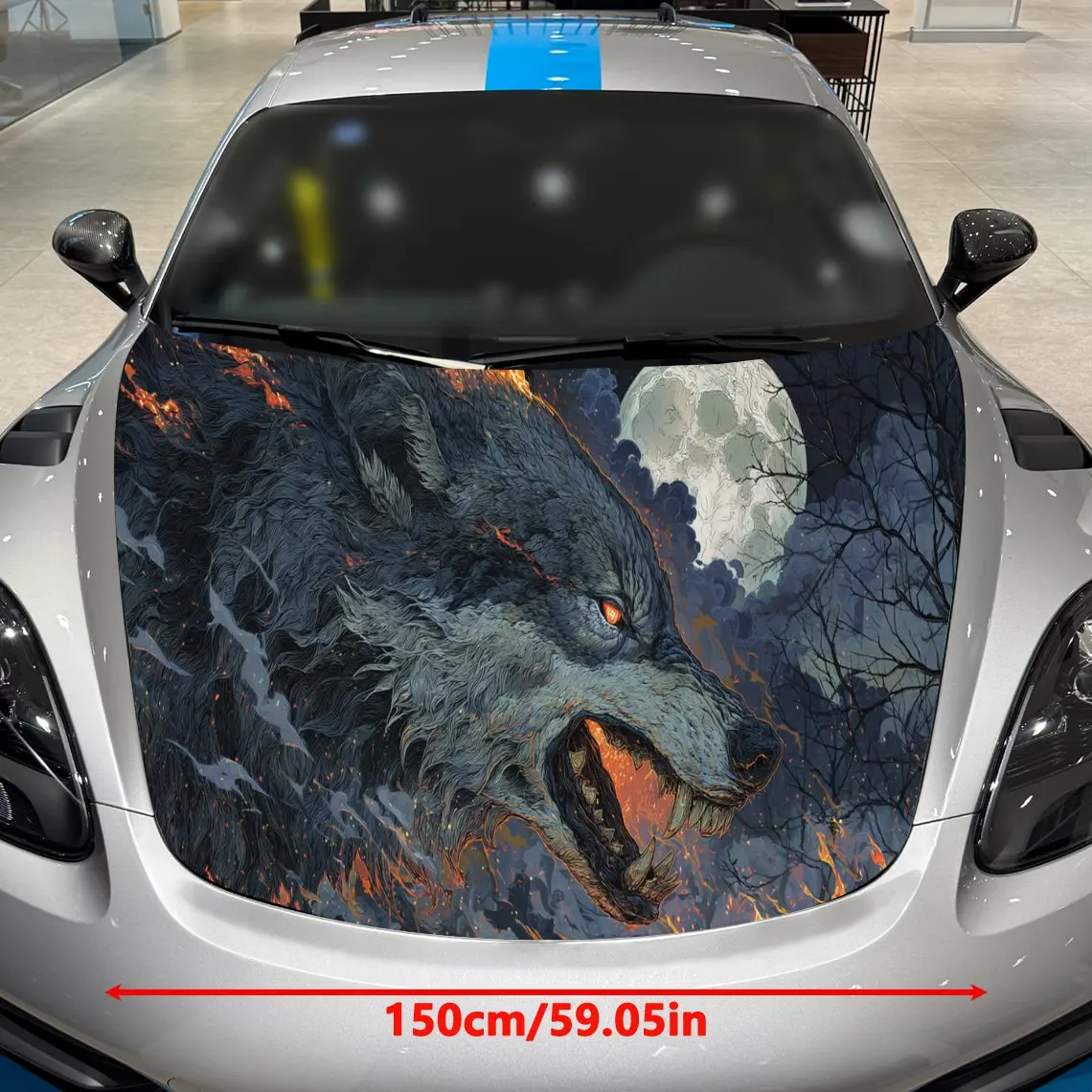 Roaring Wolf Car Hood Stickers - Self-Adhesive, Waterproof and Durable Vinyl Wrap, Decorate And Protect Your Car - The Gift For