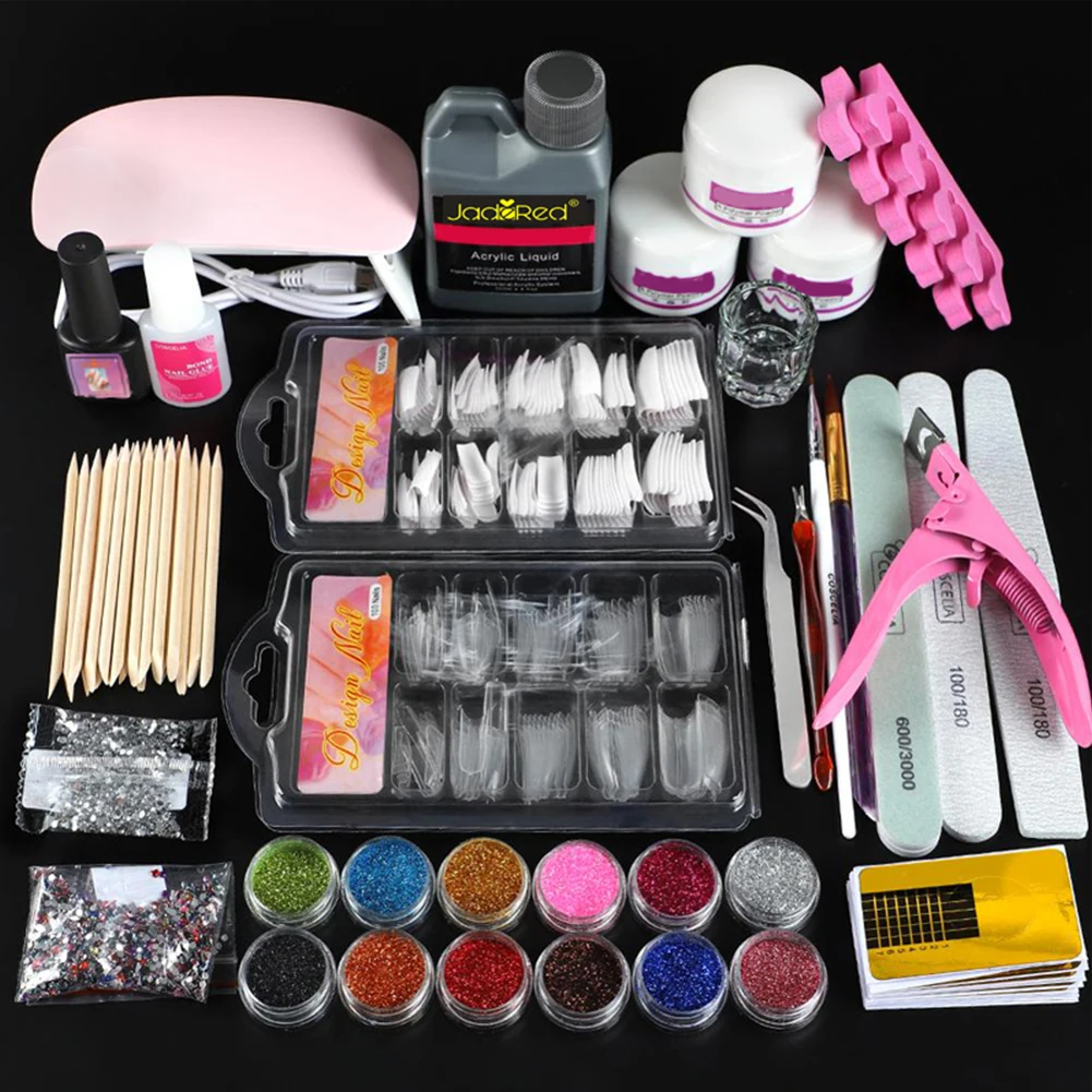 

Acrylic Nail Kit For Beginners With Everything: Professional Nail Kit Acrylic Set With Acrylic Nail Powder Liquid Set Nail Kit Acrylic Set Gel Polish U V Light Nail Decoration Supplies Manicure Salon Women Gift