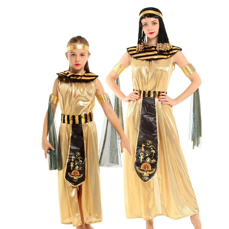 

Halloween Ancient Queen Costume Adult Children's Pharaoh Outfit Princess Party Performance Parent-Child Egyptian Goddess Dress