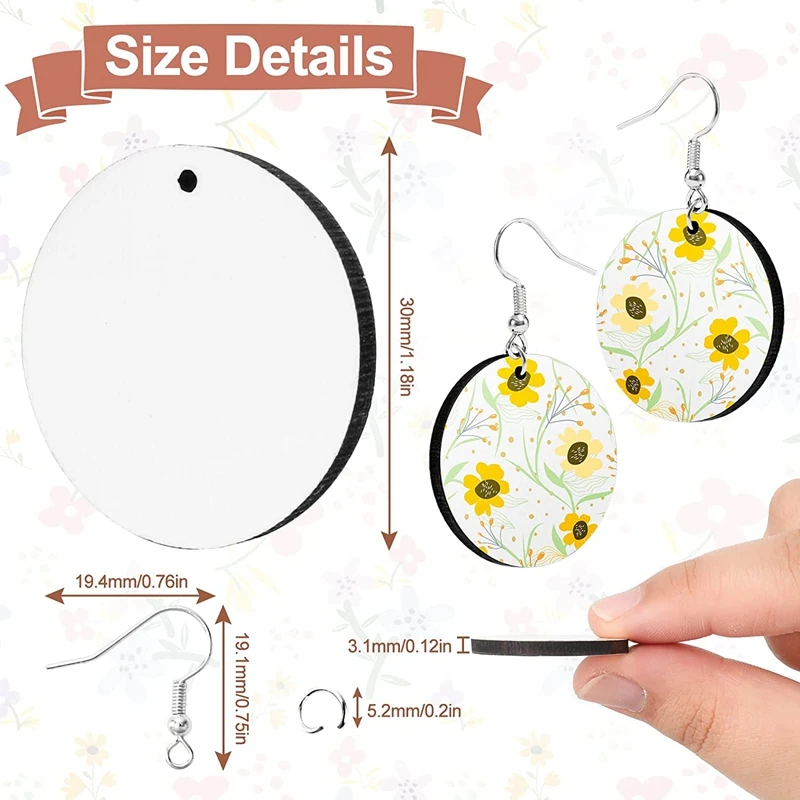 30Pcs Sublimation Blank Earrings Round MDF Board White Earrings Heat Transfer Earrings Unfinished For Jewelry DIY Making