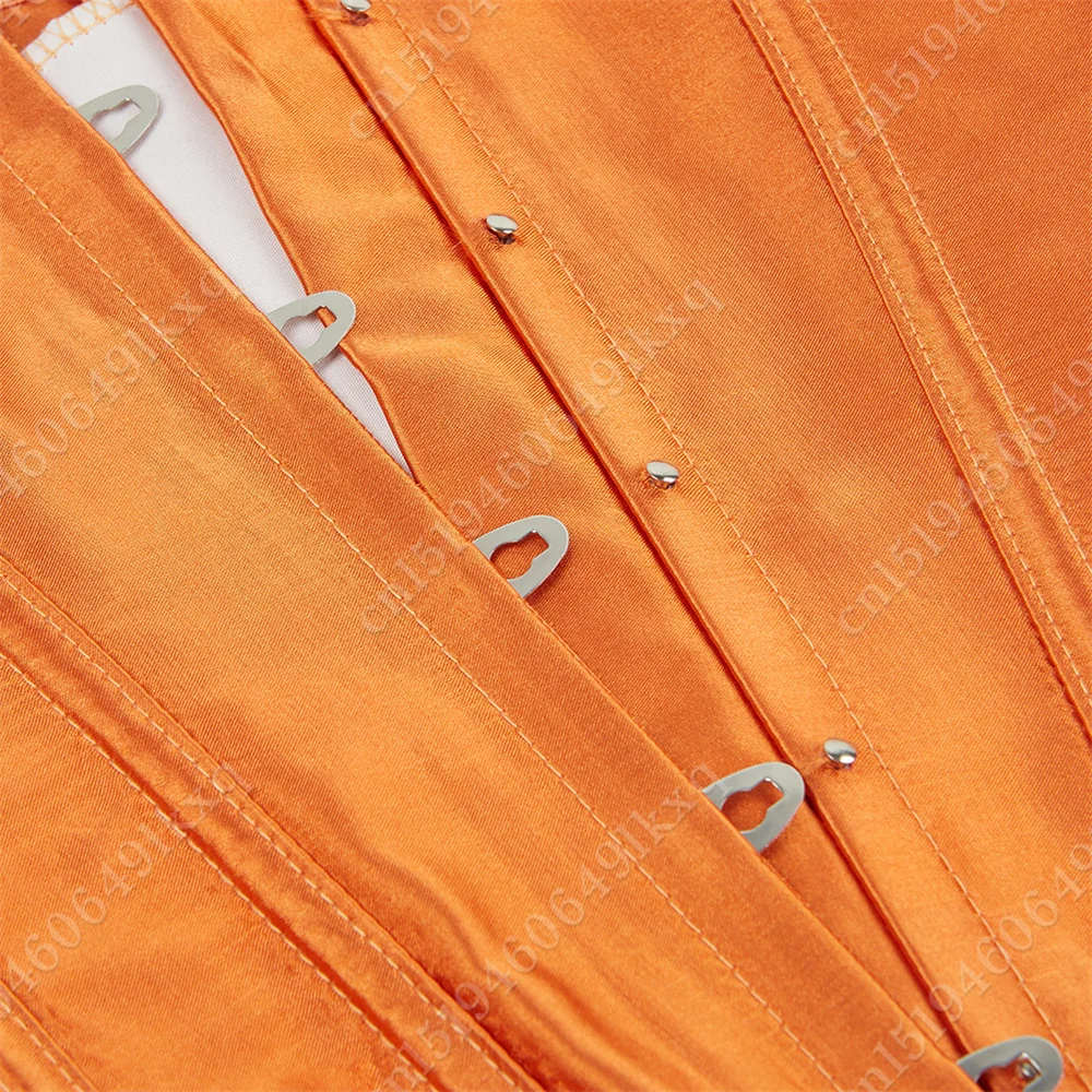 Tops de corsé para mujer, corpiño de satén, Sexy, con cordones, naranja