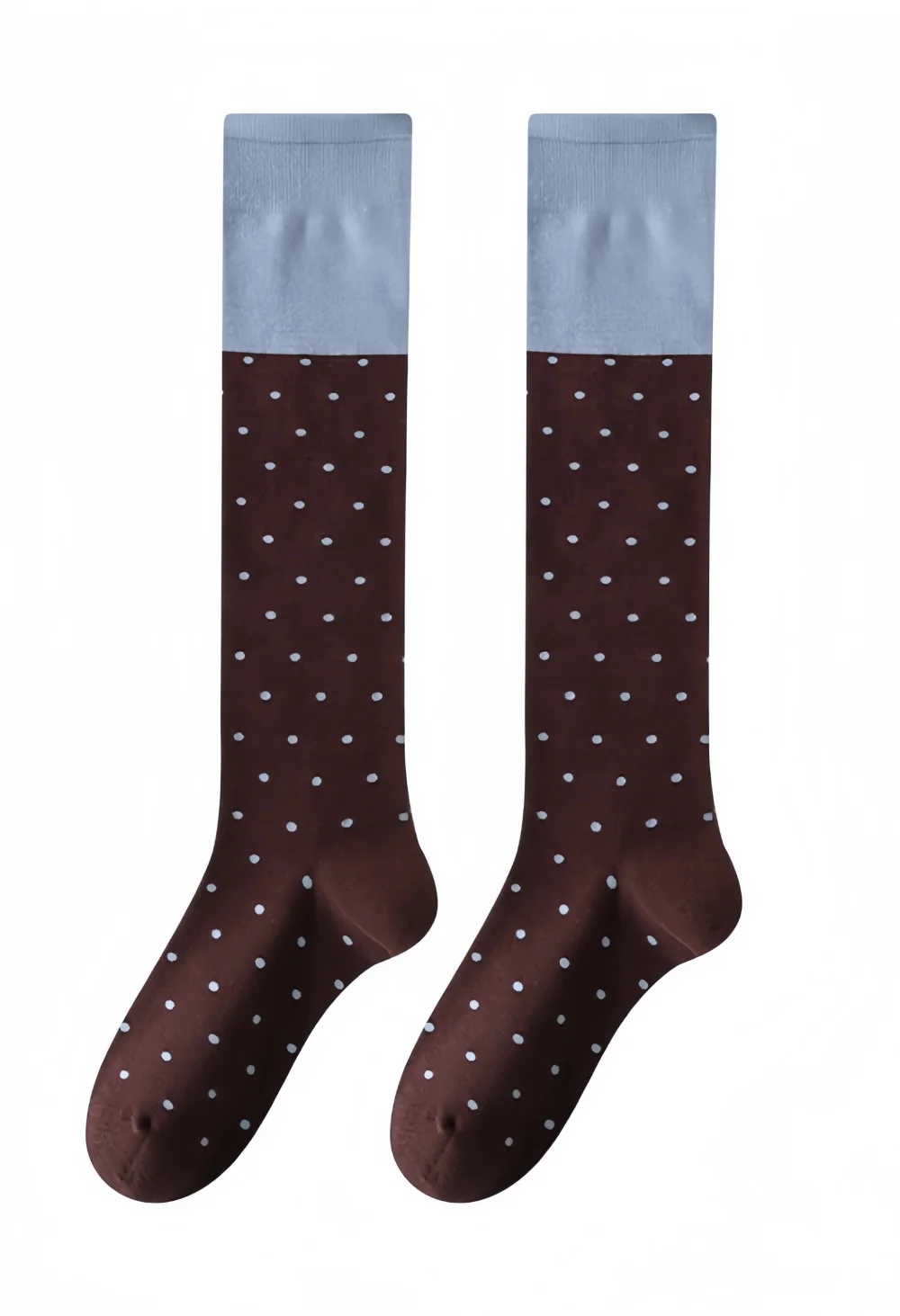 Polka Dot Patchwork Knee High Socks - Fashion Color Matching Sweet Girl Knee Socks Ladies Cotton Long Stockings