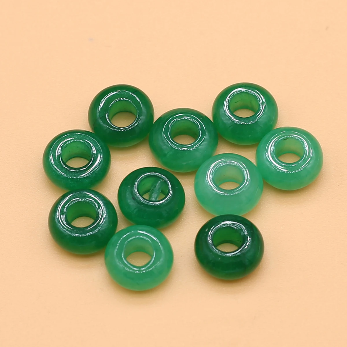 Big Hole Beads Malay Jade Natural Stone Loose Beads Hole Size 5*10mm Abacus Beads Powder Crystal Jade DIY Handmade Jewelry