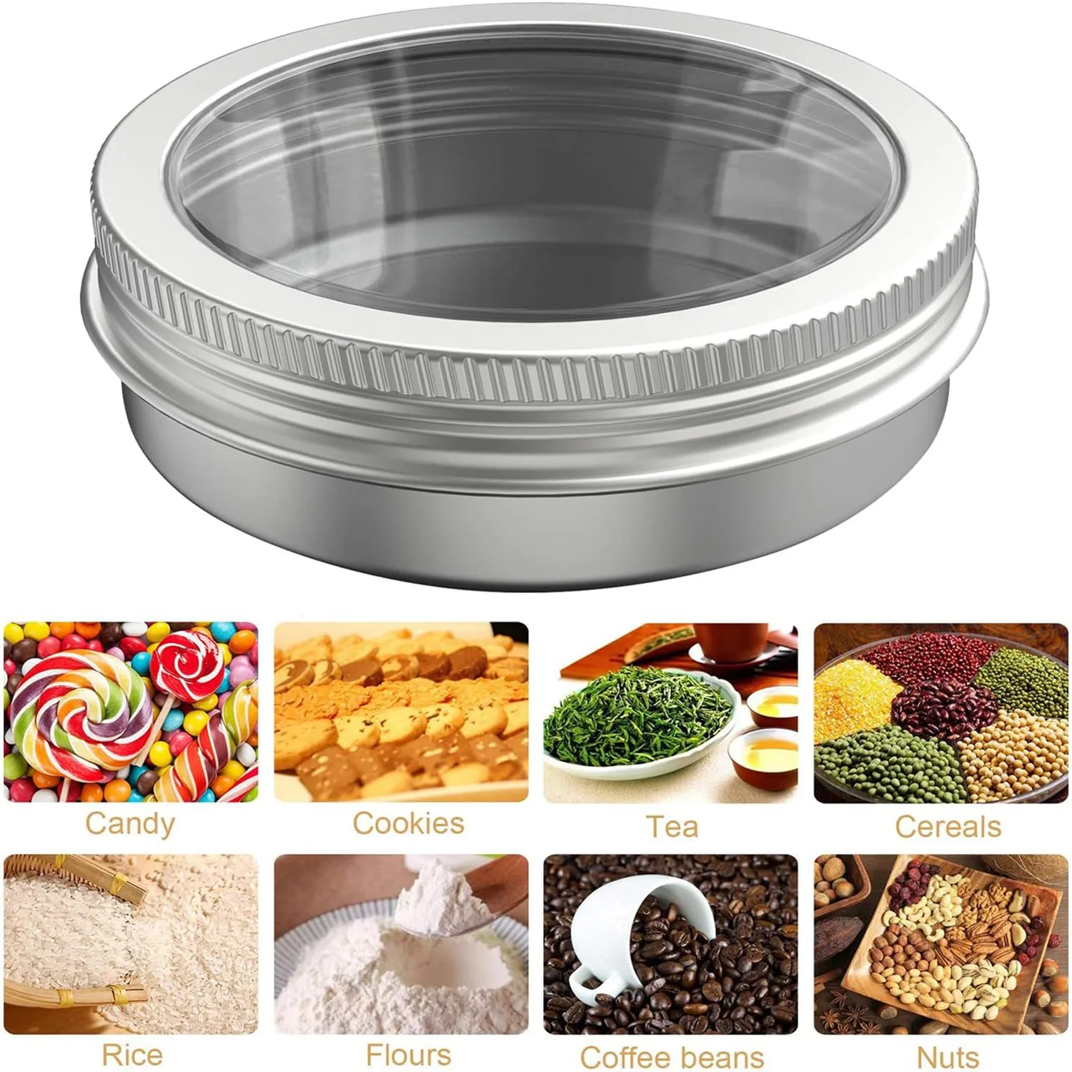 12 Pcs  aluminum Tins Jars Containers with Clear Top Screw Lids for Cosmetic, Salves, Balms, Lip Balm, Spices or Others