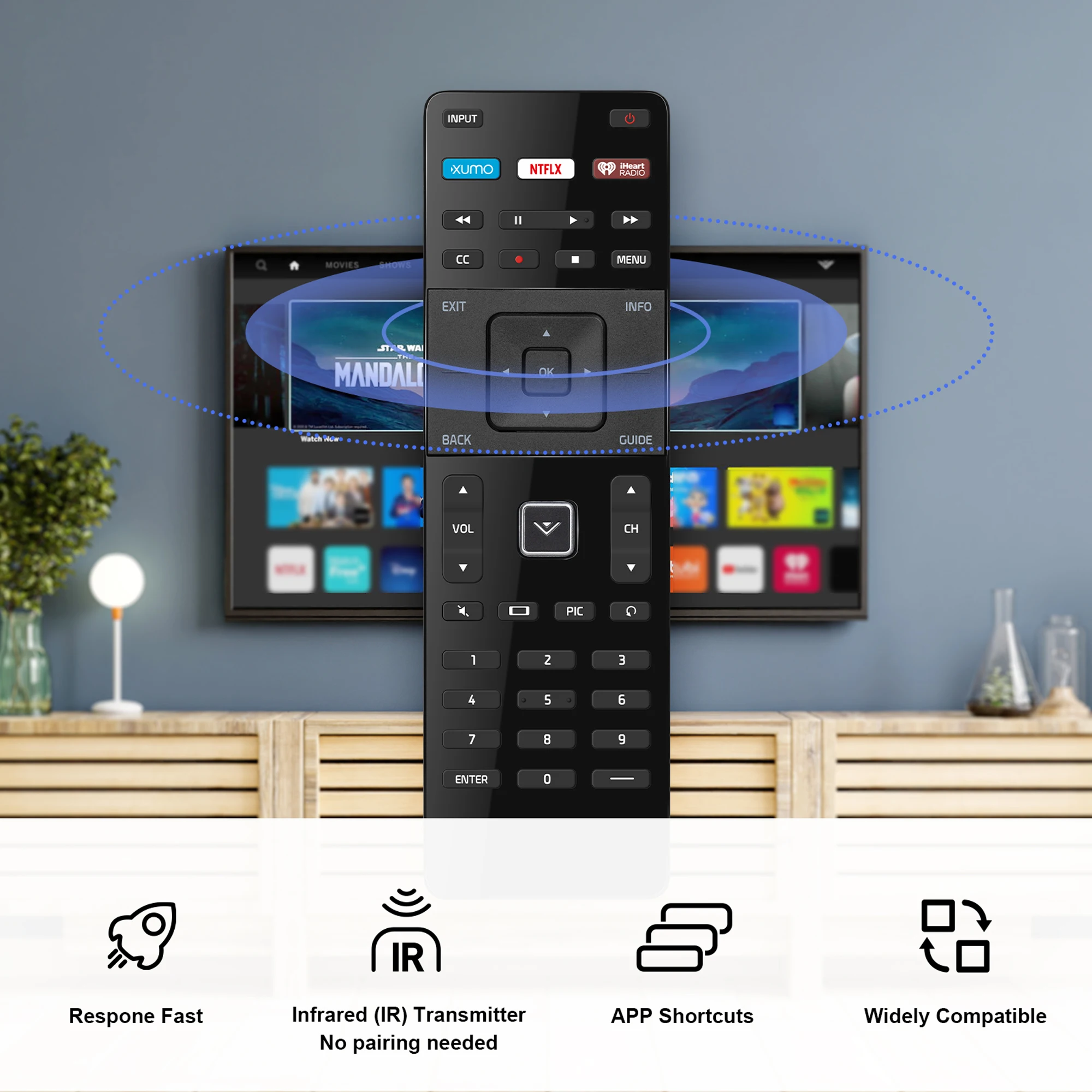 Replacement Remote Control for Vizio Smart TV Infrared Remote Control Compatible with Vizio SmartCast 4K UHD TV Remote