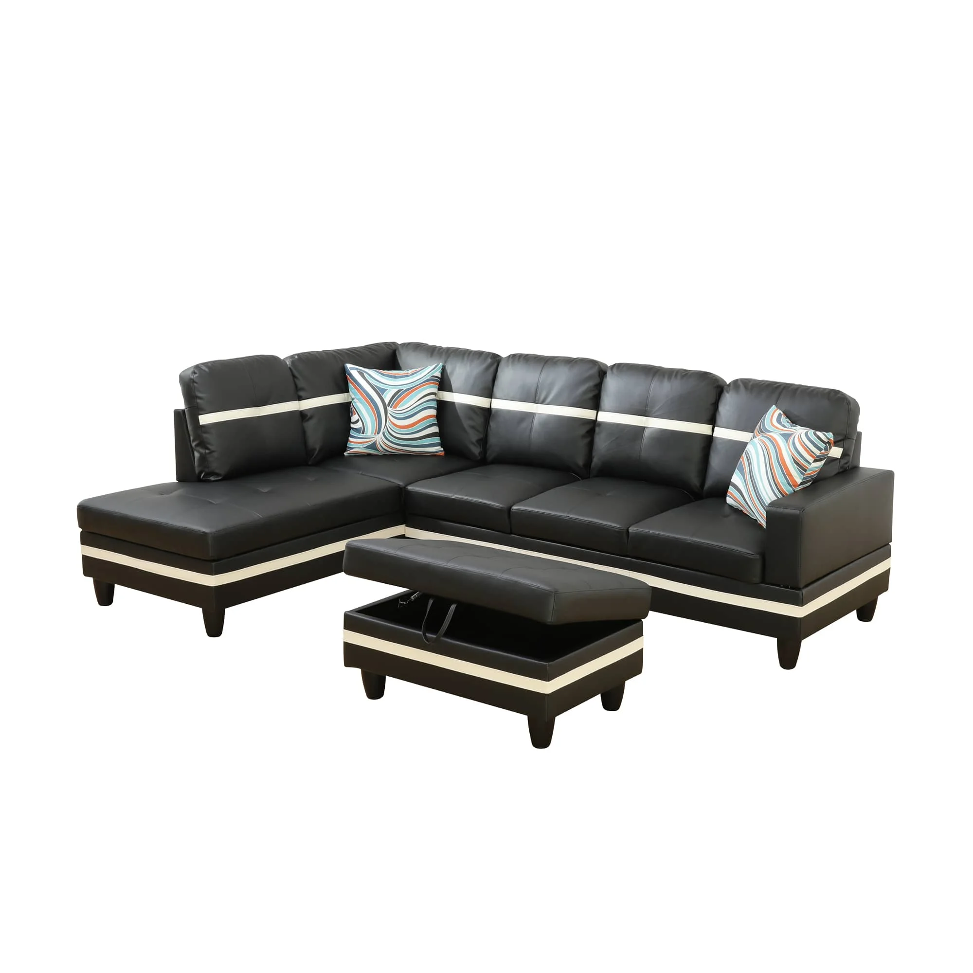 

Leather Sectional Couch Set Farmhouse Design Living Room Furniture with Fabric Legs for Home Luxury or Mall Use
