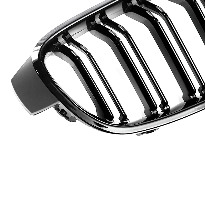 Pulleco frente do carro rim grill grills corrida para bmw série 3 f30 f31 f35 13-19 brilho preto duplo slat acessórios de automóveis