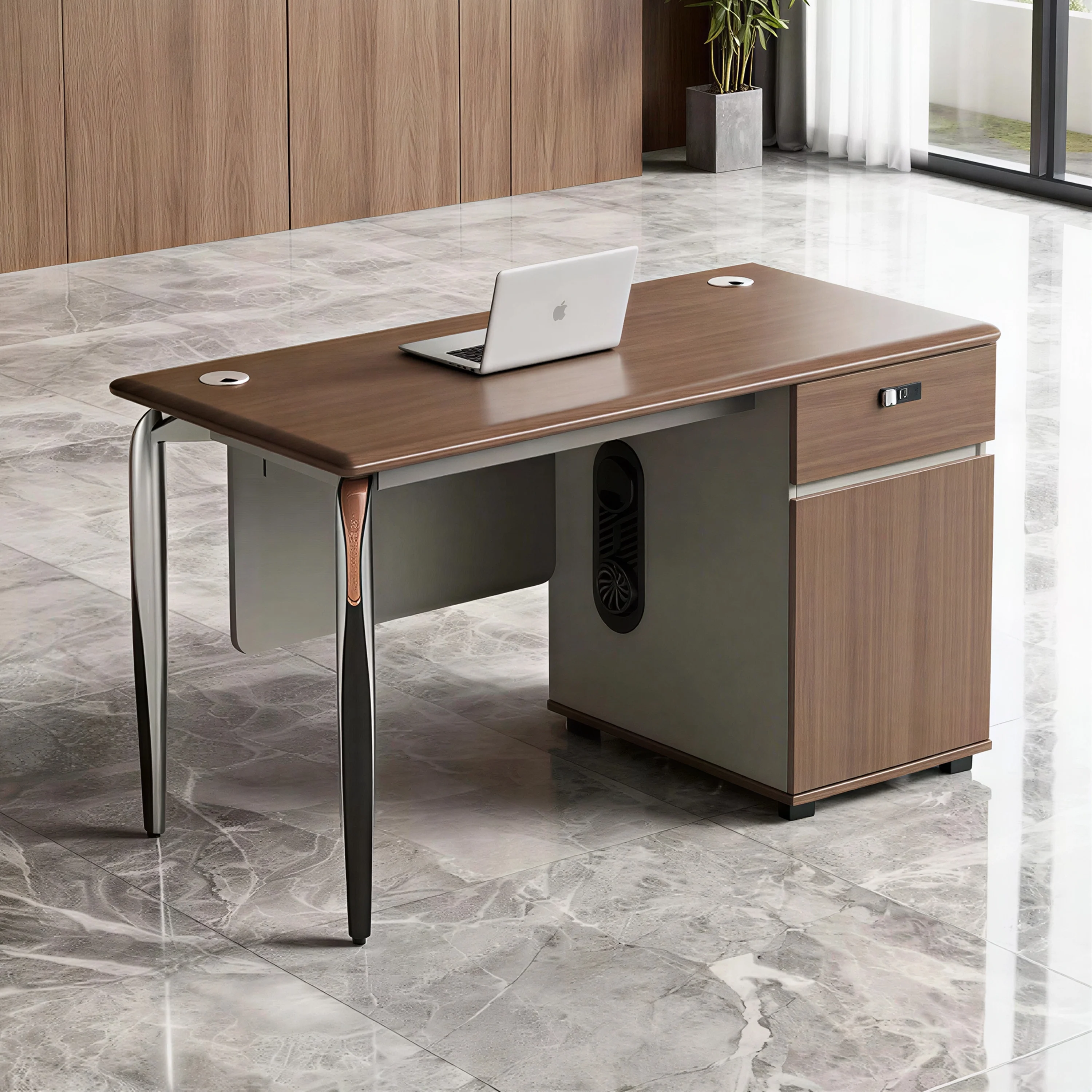 @#Staff Desk with Lockable File Drawer to Secure Confidential Documents and Important Papers  Matte Finish for Sleek