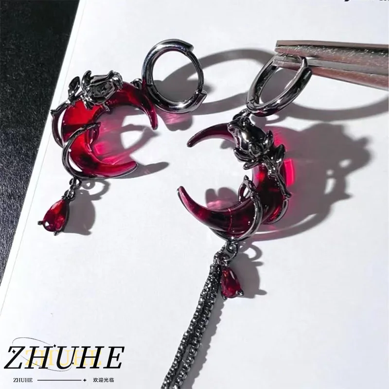 ZHUHE Scarlet Moon Ohrringe-Set, süßer romantischer Stil für Damen, Schmuck, Accessoires, Partygeschenke