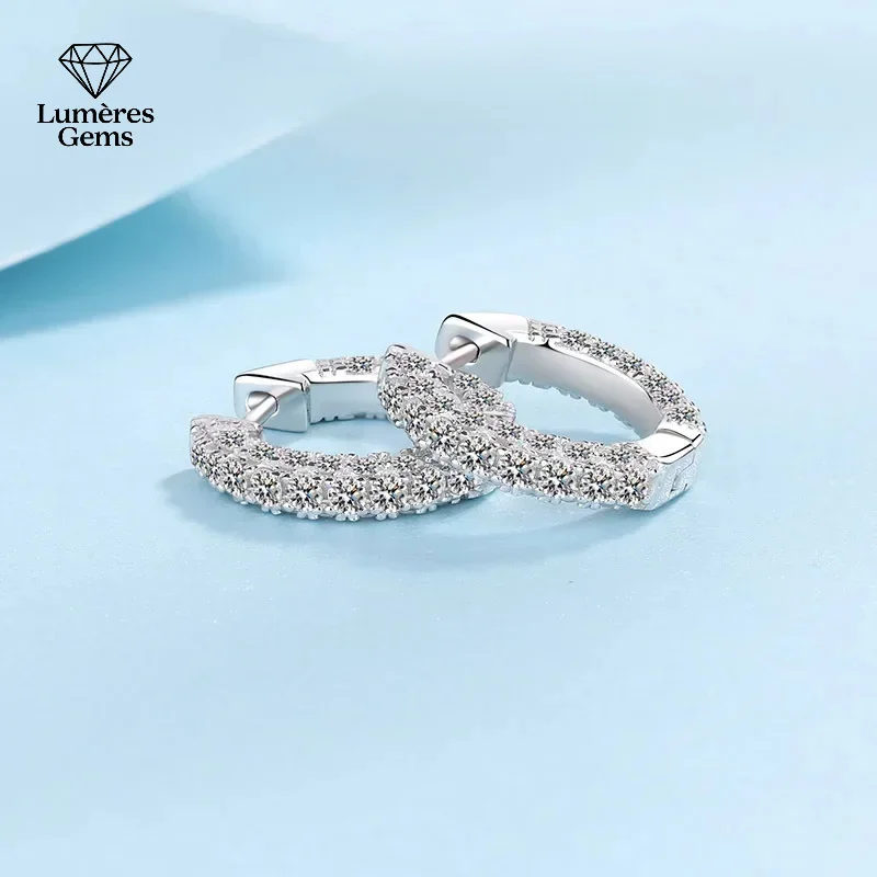 

Классические платиновые блестящие серьги-кольца PT950, 1,92 карата, Vvs D, цветные серьги с муассанитом и бриллиантами для женщин, универсальные ювелирные изделия