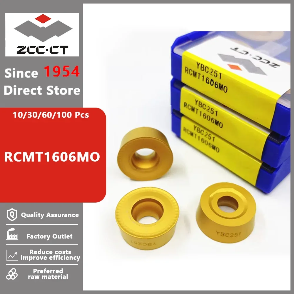 ZCC CT RCMT1606MO YBC251 YBC351 YBC252 YBD052 YBD102 YBD252 Turning Inserts Lathe Tool RCMT 1606 MO Carbide Turning Tools