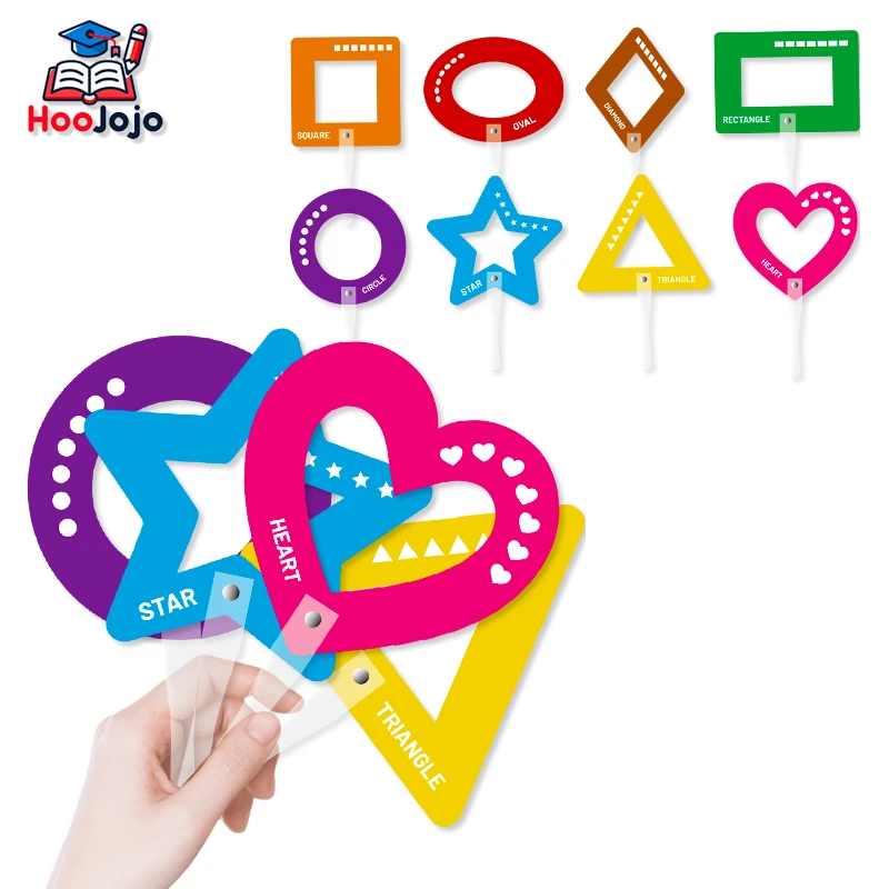 

8Pcs Shape Handheld Paddles,Color & Shape Learning Toy,Interactive English Teaching Aid, Kids Early Education Cognition Game