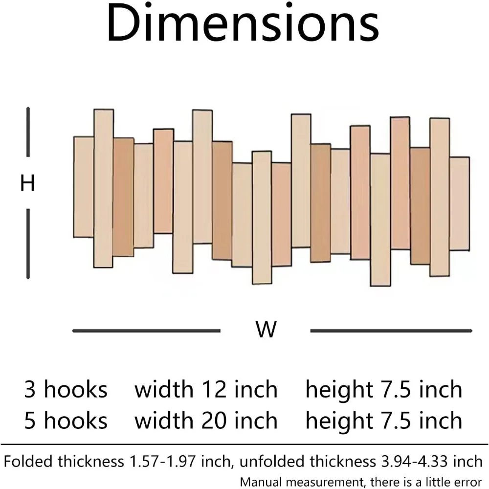Wooden Coat Rack Wall Mounted Sticks Multi Rack Solid  with Down Unique Modern Hooks