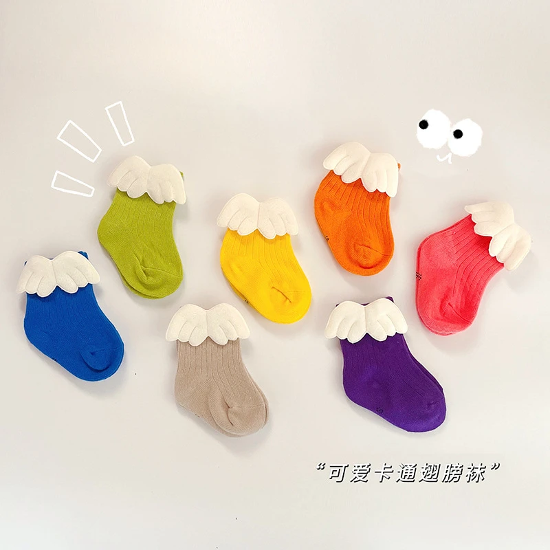 

Spring/Summer 2024 New Cute Wings Children's Double Needle Cotton Socks Comfortable Soft Baby Socks Mid-tube Baby Socks