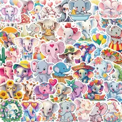10/50pcs Kawaii Pink Elephants Cute Animal Stickers Aesthetic Decals DIY Laptop Luggage Motorcycle Phone Waterproof Sticker Toy