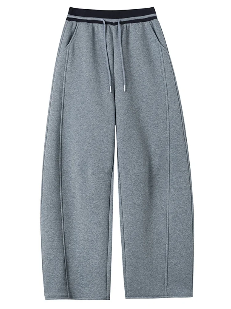 Szerokie spodnie damskie 2025 Nowa kolekcja jesień-zima z podszewką, sportowe, proste, codzienne spodnie, wyszczuplające spodnie typu banana