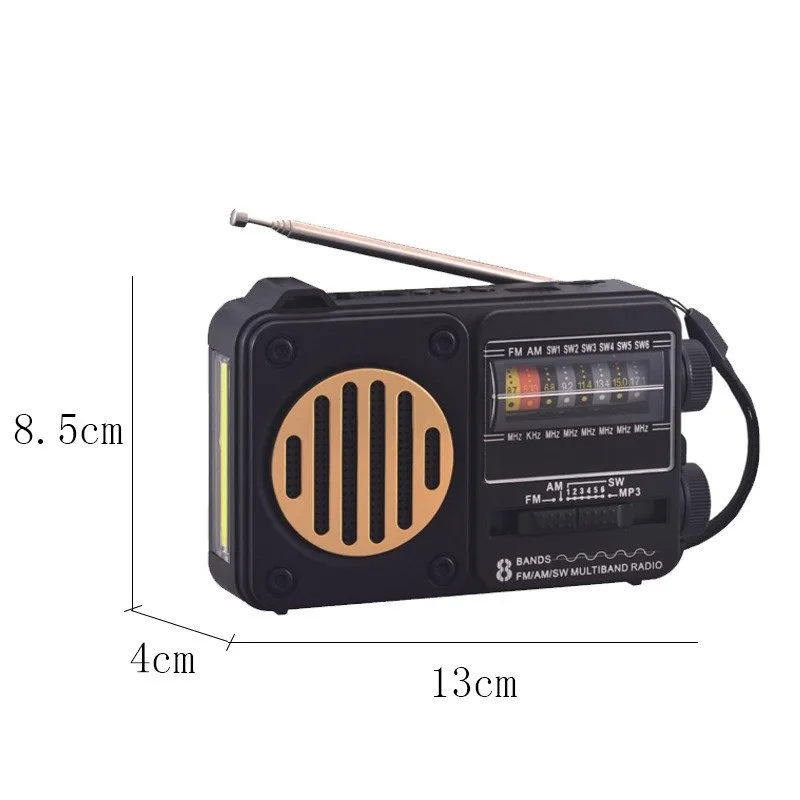 Nueva Radio con energía Solar con reproductor MP3, Altavoz Bluetooth, linterna, Radio de búsqueda de canales automática AM/FM/SW