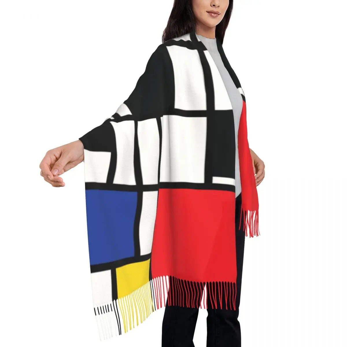 Stampa personalizzata Piet Mondrian De Stijl sciarpa uomo donna inverno caldo sciarpe arte astratta scialli colorati avvolge