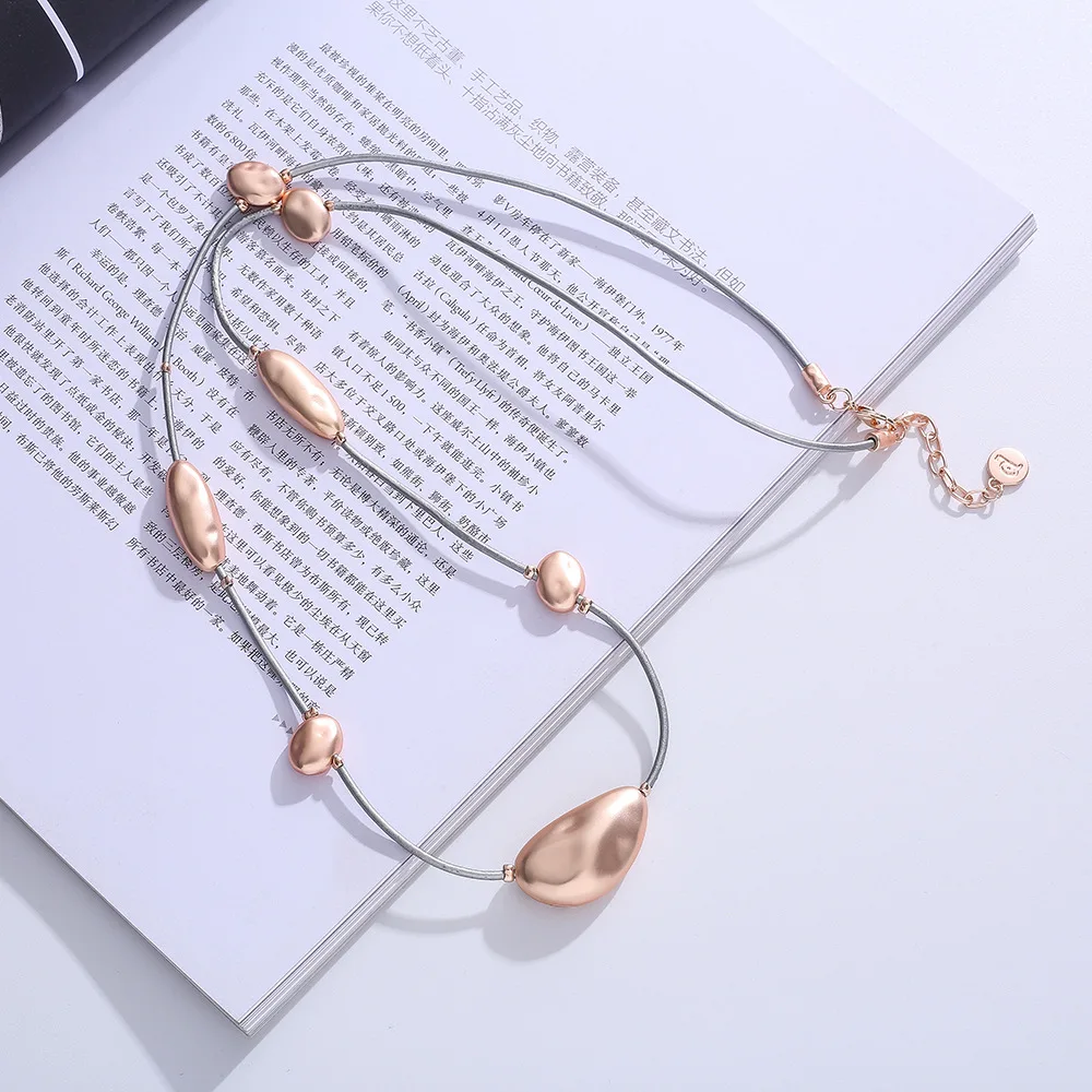 DIY accessories popular fashion hot-selling leather rope long European and American versatile atmospheric women's metal neck
