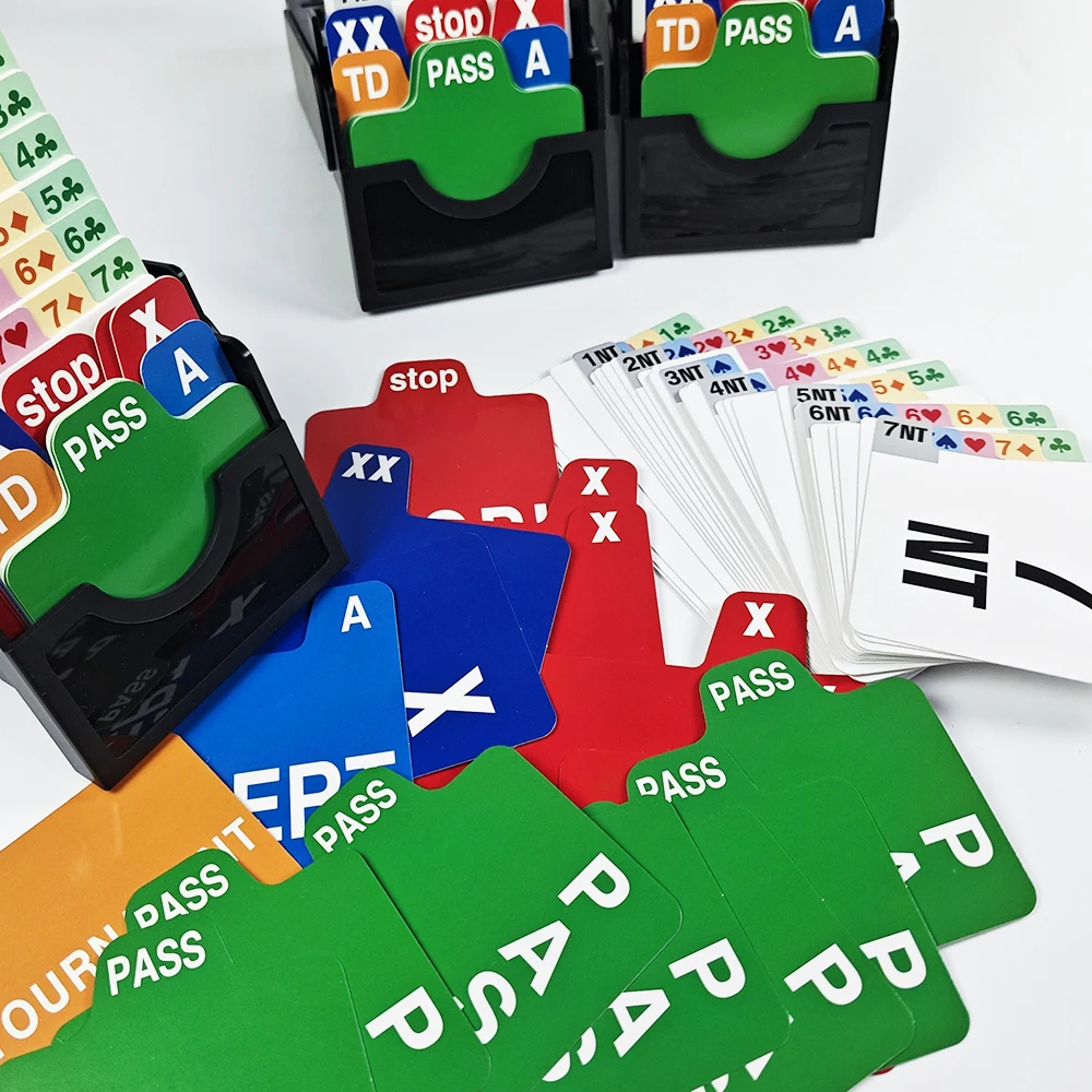 (Set of 4)Contract Bridge Supplies PVC Vertical Plastic Call Card Box,Bidding Box with Bridge Bidding Card Official In Tournment