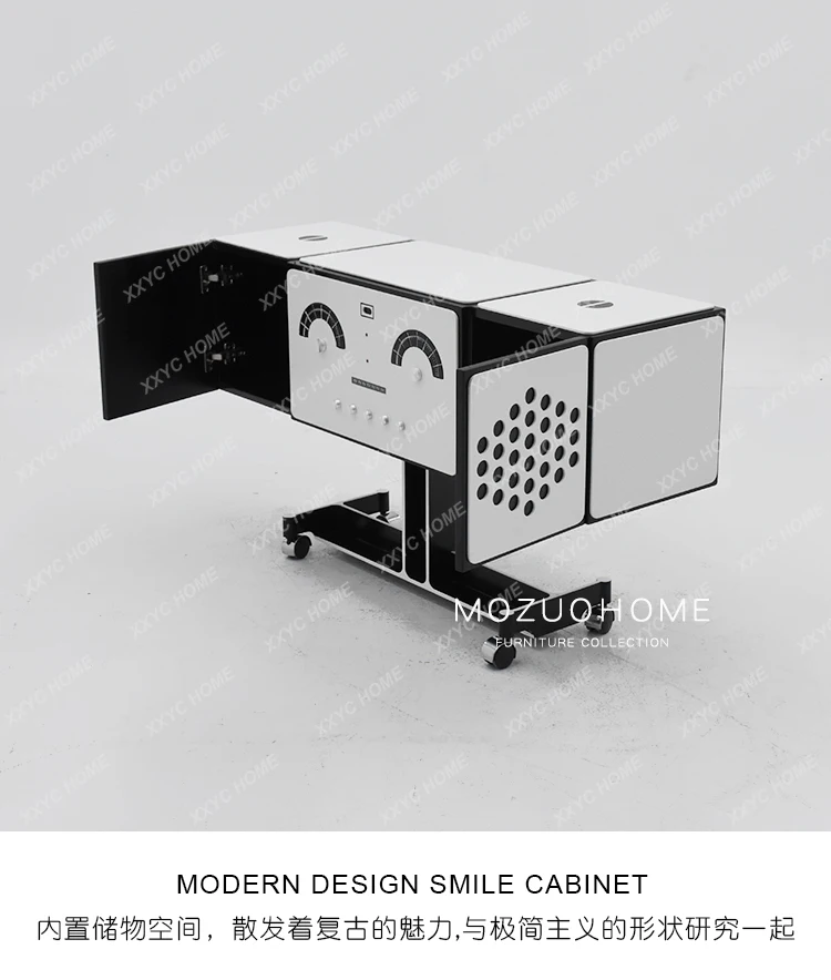 

Retro decorative vinyl record player smiley face audio locker side cabinet removable