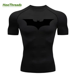 Bat Print Compression Shirts for Men Gym Workout Running Rash Guard Athletic Sport Quick Dry Tshirt Tops Undershirts Baselayers