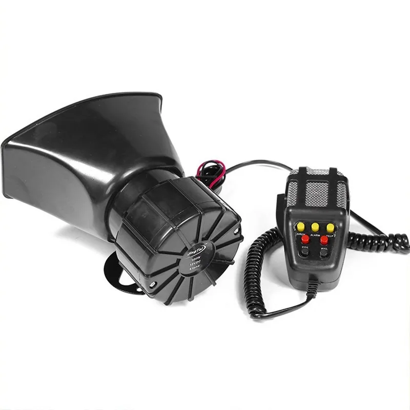 12V Car Alarm Horn Tone Sound Car Emergency Siren Automobile Siren Horn 60W Mic PA Speaker System Emergency Amplifier