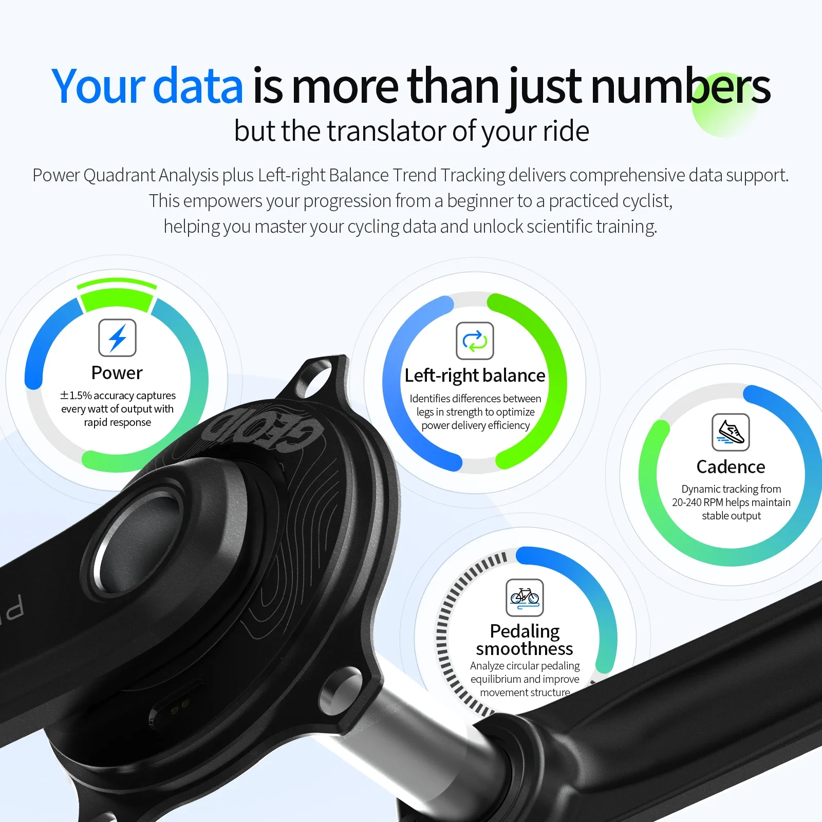 GEOID PM500 Power Meter 110BCD 4 Bolt Crank 24mm Spindel ANT + Bluetooth Racefiets Power Meter voor Shimano