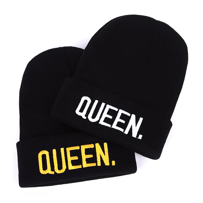 2025 Personalized New Knitted Hat King Queen Embroidered Bea