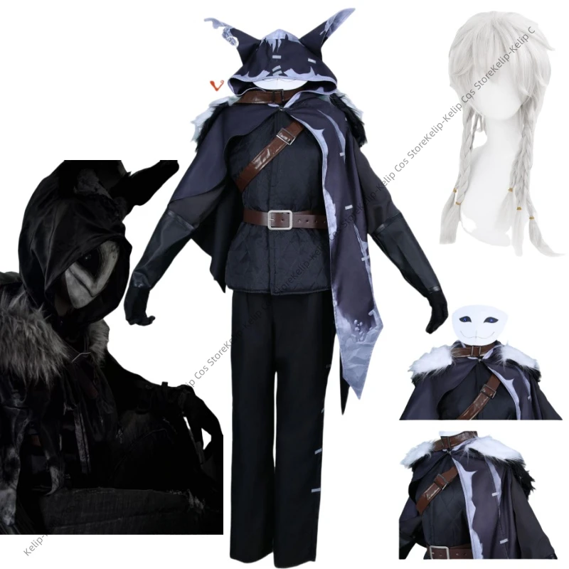 Anime Game Identity Ⅴ Night Watch Ithaqua Cosplay Costume Hunters Wig Hooded Cloak Cape Uniform Man Halloween Carnival Suit