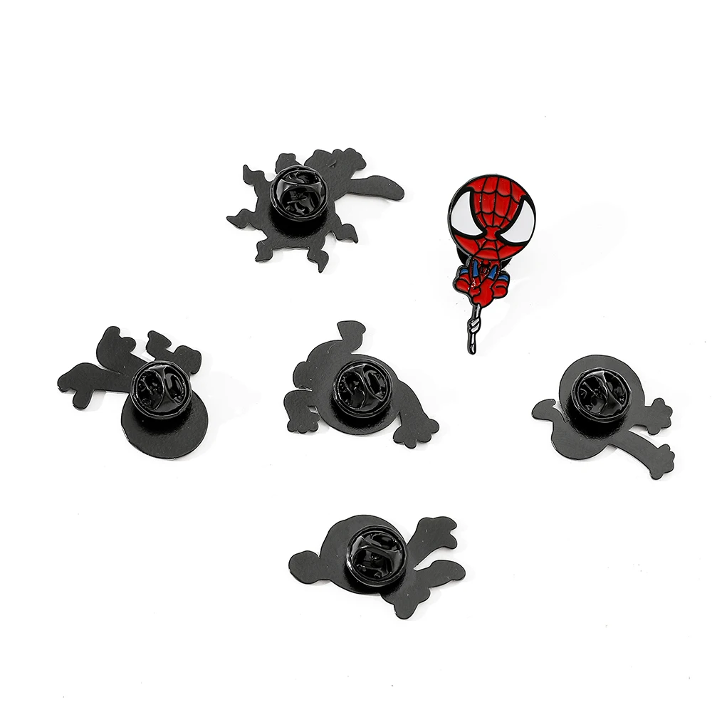 6 Pc Action movies Spider-Man Brooch personality Spider-Man Enamel Pin Metal Emblem Jewelry Backpack Clothing Accessories