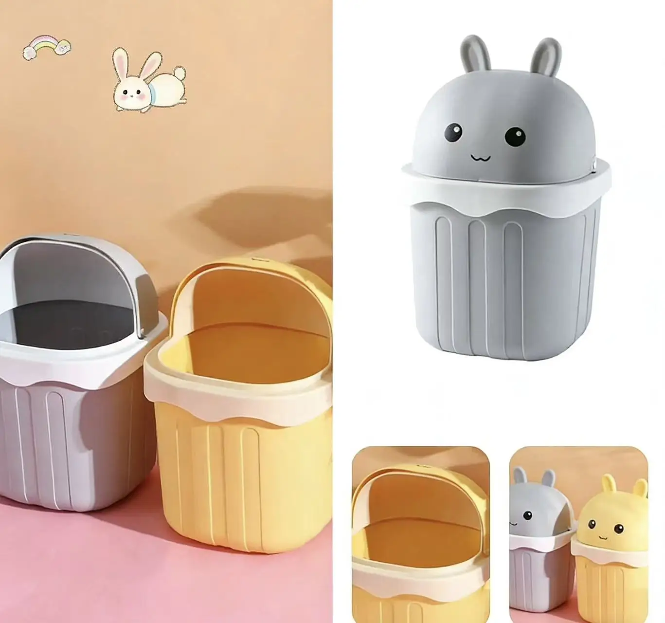 Desktop trash can small mini cute desk storage bucket with lid office home dressing table wastebasket