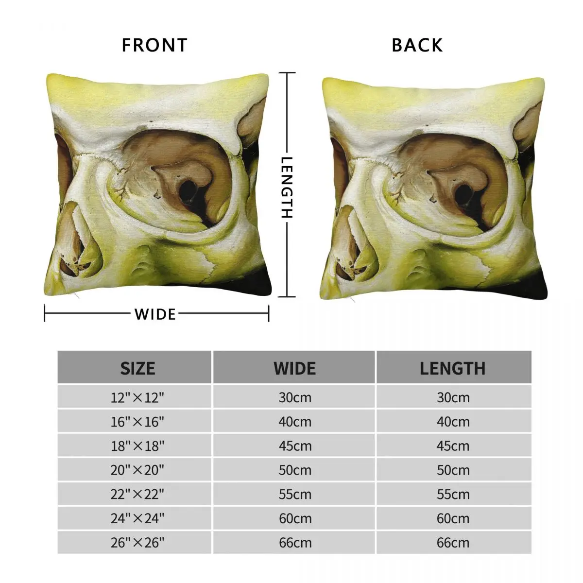 Greenish Yellow Skull Surreal Pillowcase Polyester Linen Velvet Pattern Zip Decor Pillow Case Home Cushion Cover Wholesale 18