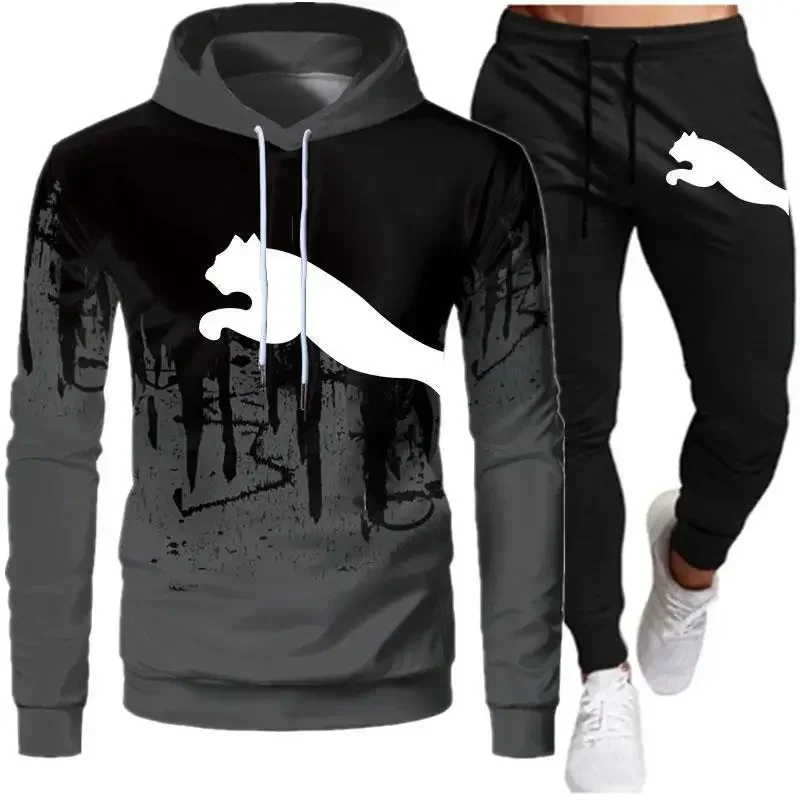 2024 new fashion spring autumn men\'s suit Gradual zipper hoodie + sweatpants casual street wear men\'s sportswear suit