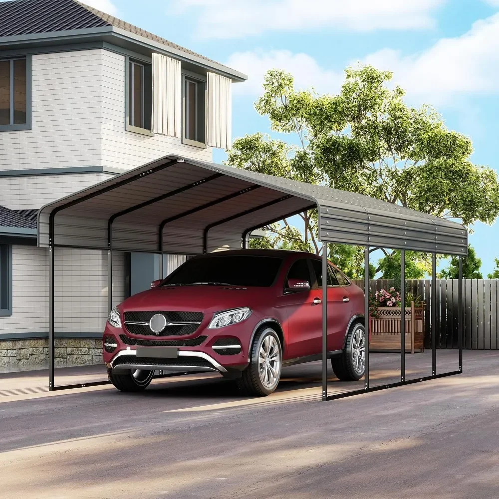 HOT 12 x 20 FT Heavy Duty Metal Carport, Horizontal Roof, Reinforced Frame with Base, All Season Outdoor Canopy