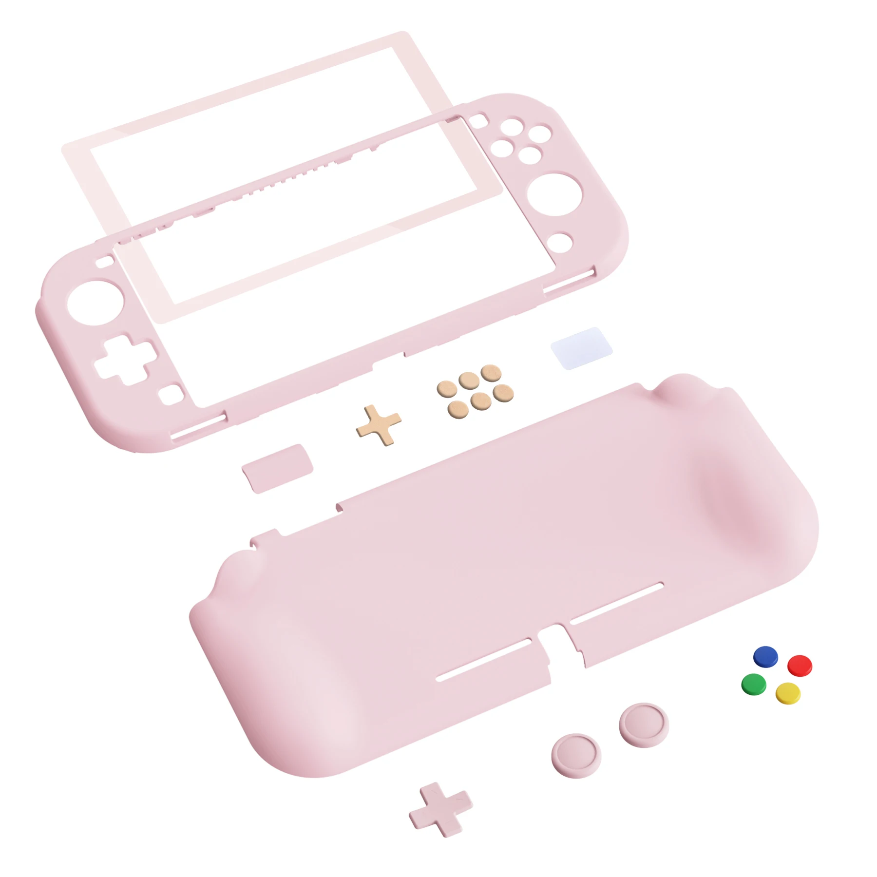 Nintendo Switch Lite용 PlayVital ZealProtect 보호 케이스 세트, 쉘(화면 보호기 포함) 및 엄지 그립 및 버튼 캡