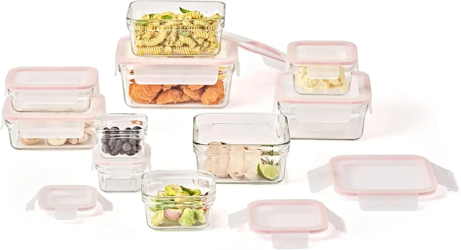 

GLASSLOCK Smart 20-Piece Glass Food Storage Set - 100% Airtight & Leakproof, BPA Free lids, Freezer to Oven Safe, Meal Prep