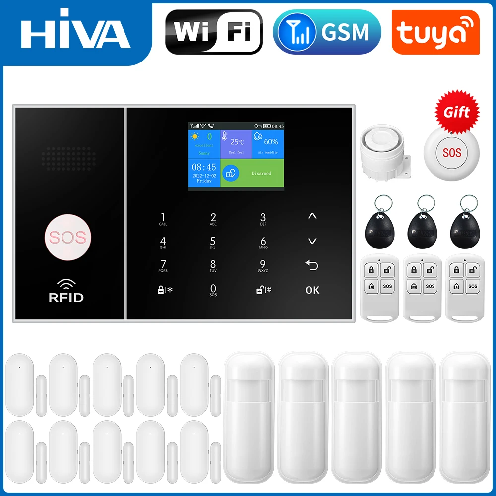 WiFi GSM Tuya Wireless Home Office Security Alarm Burglar System APP Control Compatible With Google Alexa Anti-Theft Auto Dialer